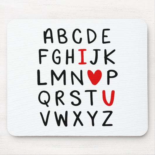 Abc Alphabet I Love You英語先生Valentines マウスパッド (正面)