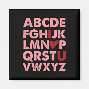 Abc Alphabet I Love You英語先生Valentines マグネット