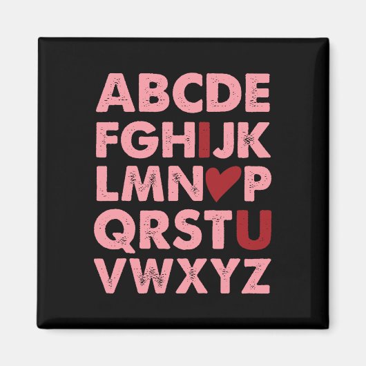 Abc Alphabet I Love You英語先生Valentines マグネット (正面)