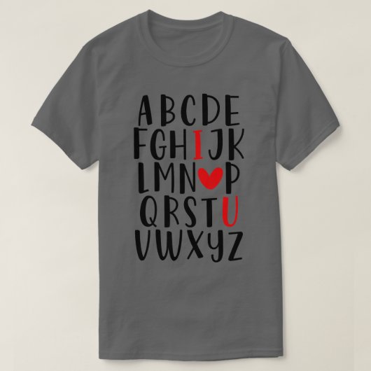 ABC Alphabet I Love You English Teacher Valentines Tシャツ (デザイン正面)