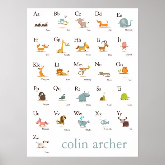 ABC Animal Nursery Print ポスター (正面)