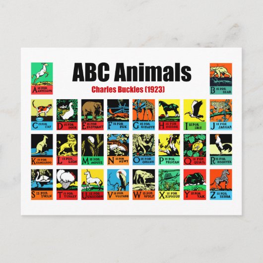 ABC Animals, Charles Buckles (1923) ポストカード (正面)