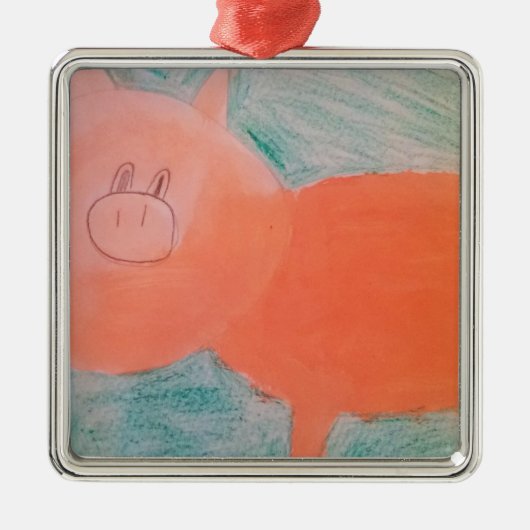#ABC Art by Children, Pink Orange Pig メタルオーナメント (正面)