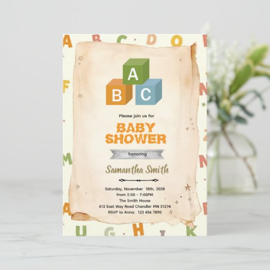 ABC Blocks party invitation 招待状 (スタンド正面)