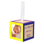 ABC Blocks Photo Birth Stats Keepsake キューブオーナメント (正面アングル)