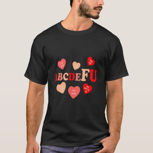 ABC.DE.FU Valentines retro おもしろいハートvalentine Tシャツ (正面)