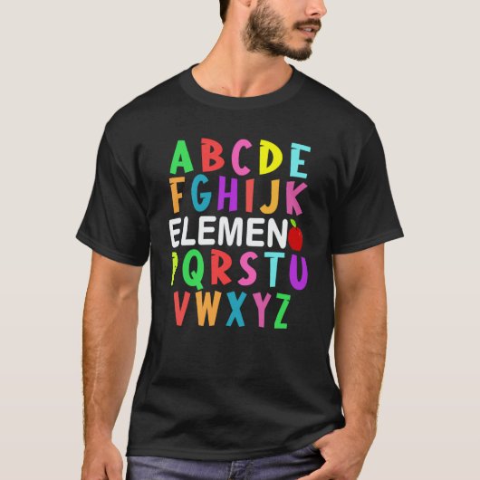 ABC Elemeno Kindergarten Teacher Cute  Back to Sch Tシャツ (正面)