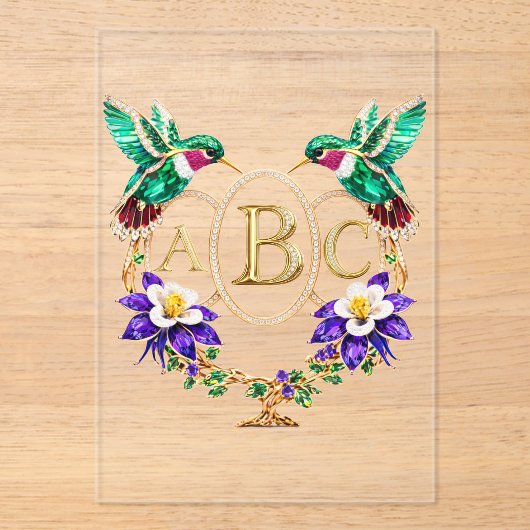 ABC Hummingbird Any Letters Custom Wedding アクリル招待状 (正面)