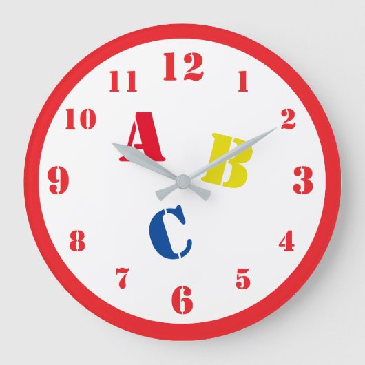 ABC Nursery Acrylic Wall Clock ラージ壁時計 (正面)