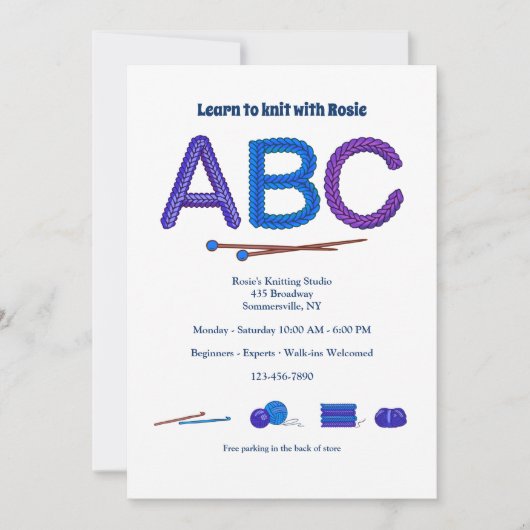 ABC of編み物招待状 招待状 (正面)