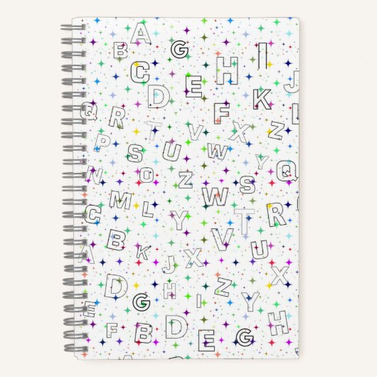ABC on Starry Background – プラクティス(5.5"x8.5") ノートブック (正面)