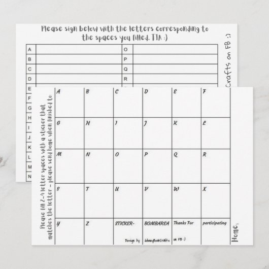 Abc Tpc B&W #1 サンキューカード (正面/裏面)