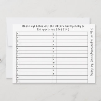 Abc Tpc B&W #1 サンキューカード