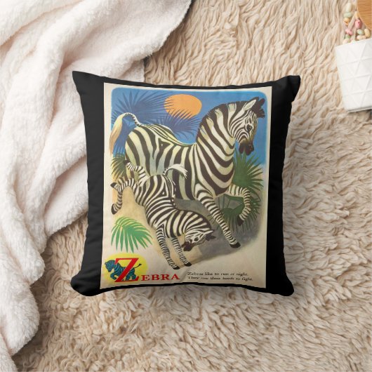 ABC 'Z' EBRAイラストレーションヴィンテージ1940S クッション (ブランケット)