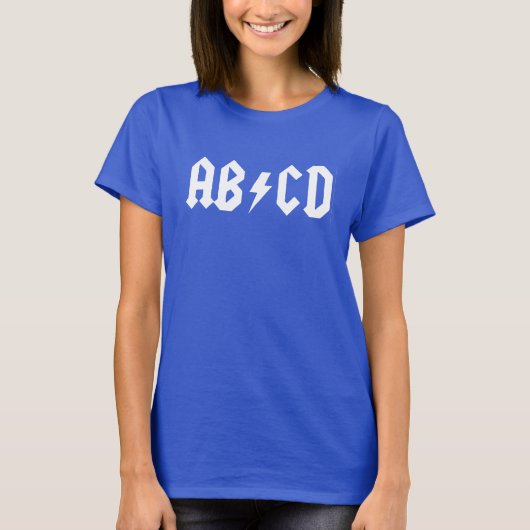 ABCDのおもしろいなパロディの女性ワイシャツ Tシャツ (正面)