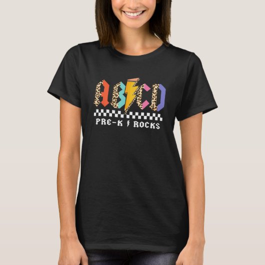 ABCD未就学児が大活躍 鉛筆 ライトニング レオパード 生徒 Tシャツ (正面)