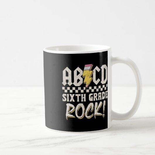 Abcd 小学6年生ロック バックトゥスクール 最初の学校の日 コーヒーマグカップ (右)