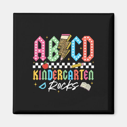 Abcd 幼稚園 Rocks 鉛筆 稲妻 Teachers マグネット (正面)
