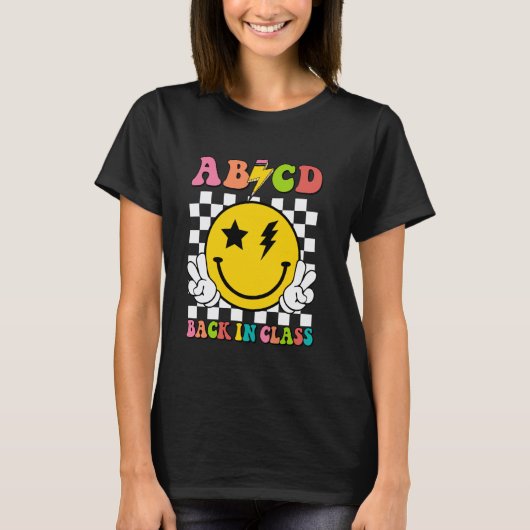 ABCD 新学期が始まる 先生 生徒 学校へ戻る Tシャツ (正面)