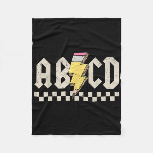 Abcd Pencil Lightning Bolt Back To School Teachers フリースブランケット (正面)