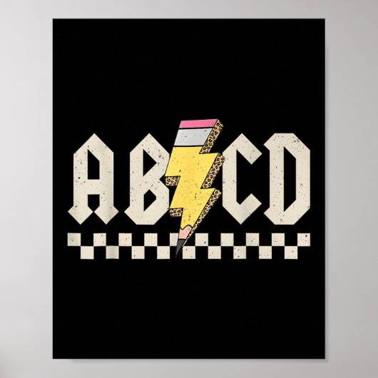 Abcd Pencil Lightning Bolt Teacher Back To School  ポスター (正面)