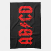 ABCD rock music funny symbol fake acdc joke school キッチンタオル (縦)