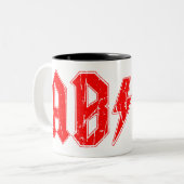 ABCD rock music funny symbol fake acdc joke school ツートーンマグカップ (正面左)