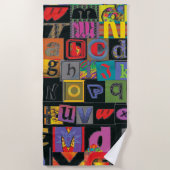 ABCDEFG --フォントのアルファベット熱狂する ビーチタオル (正面)