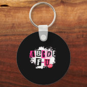 Abcdefu Retro Funny Heart Valentine's Day キーホルダー (正面)