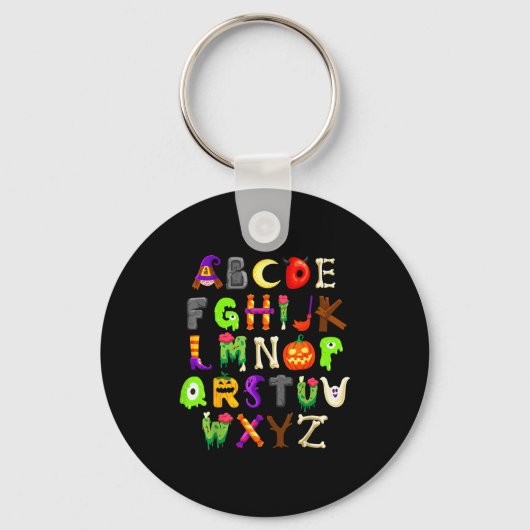 Abcsの学幼稚園先生面白いハロウィーン キーホルダー (正面)