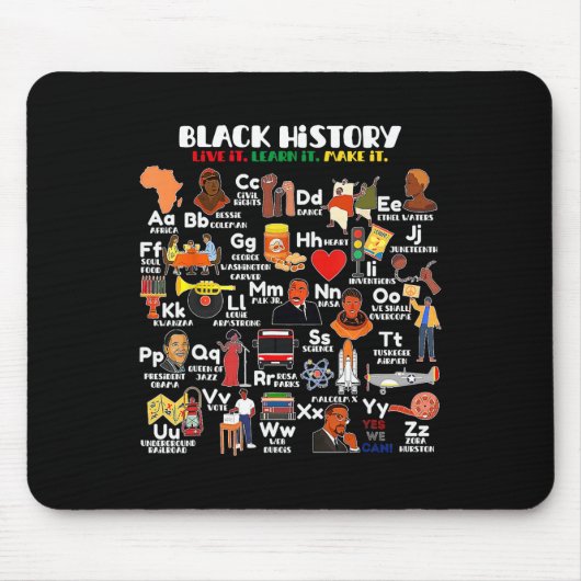 Abcs Of Black History Month Pride Live It Learn It マウスパッド (正面)