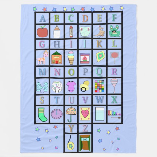 ABDLのアルファベットのblueblanket |の大人のベビー| Baby4life フリースブランケット (正面)
