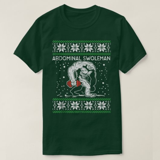 Abdominal Swoleman Yeti Fun Christmas Gym Weightli Tシャツ (デザイン正面)