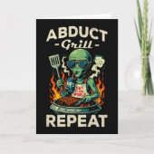 Abduct Grill Repeat Retro BBQ Cookout Funny Alien カード (正面)