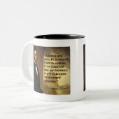 Abeリンカーンの引用文"アメリカ決してありません… "は ツートーンマグカップ (正面左)