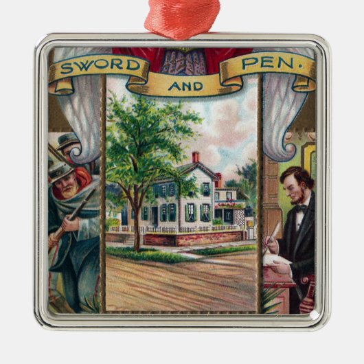 Abeリンカーンスプリングフィールドの家のヴィンテージ メタルオーナメント (正面)