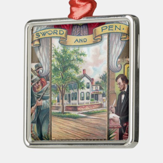 Abeリンカーンスプリングフィールドの家のヴィンテージ メタルオーナメント (左)