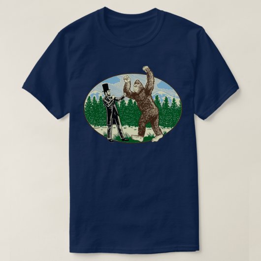 ABE Lincoln Sasquatch Hunter Bigfoot Logo Men Shor Tシャツ (デザイン正面)