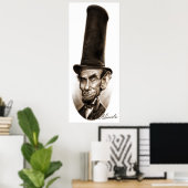 Abe Lincoln Stovepipe Hat Caricature ポスター (ホームオフィス)