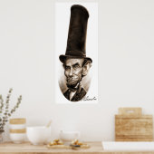 Abe Lincoln Stovepipe Hat Caricature ポスター (キッチン)
