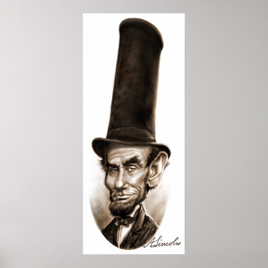 Abe Lincoln Stovepipe Hat Caricature ポスター (正面)