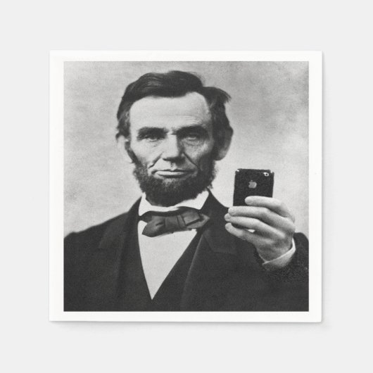 Abe Lincoln with Cell Phone スタンダードカクテルナプキン (正面)