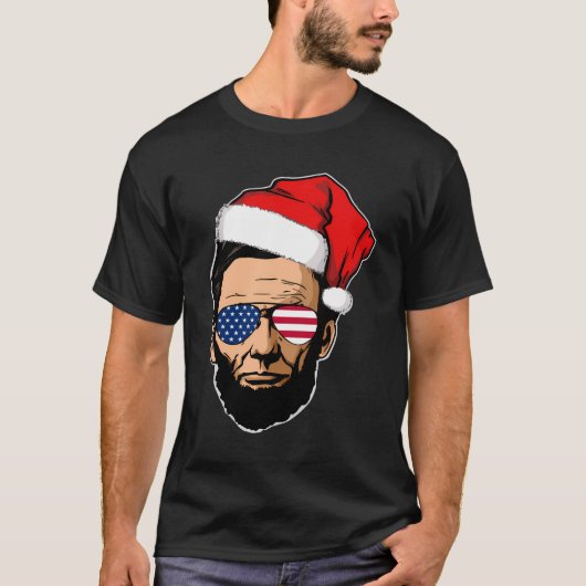 Abe Lincoln With Santa Hat Abraham Lincoln Christm Tシャツ (正面)
