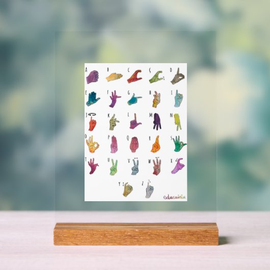 ABECEDARIO LENGUA DE SIGNOS アクリルサイン (ニュートラル)