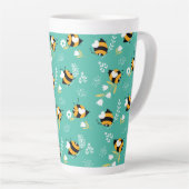 Abelhas fofas com flores カフェラテマグ (右アングル)