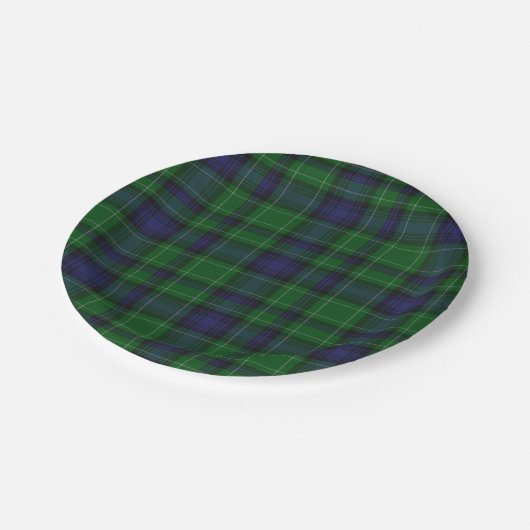 Abercrombieの一族のタータンチェック格子縞の紙皿 ペーパープレート (アングル)