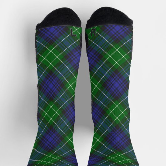 Abercrombie Blue Green Tartan Plaid Scottish ソックス (上部)
