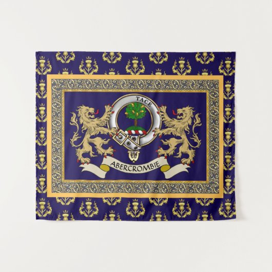 Abercrombie Clan Badge Personalized Blue タペストリー (正面(横))