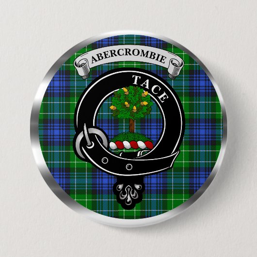 Abercrombie Clan Badge & Tartan Button 缶バッジ (正面)