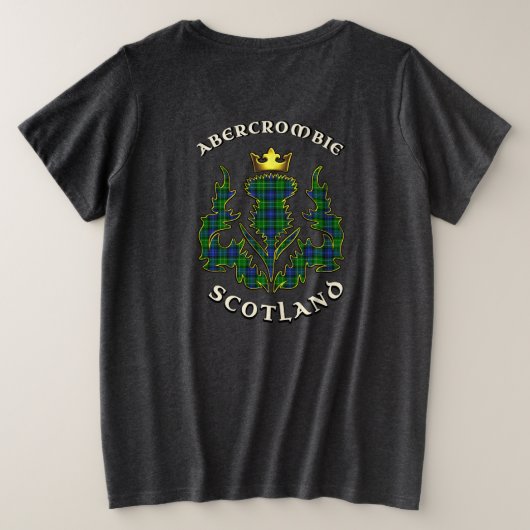 Abercrombie Clan Badge & Tartan Crowned Thistle プラスサイズTシャツ (デザイン裏面)